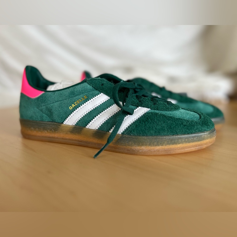 ADIDAS Gazelle - Collegiate Green and Lucid Pink